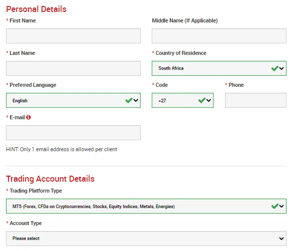 XM Acc Registration